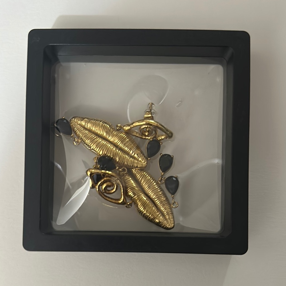 Gold and Black Statement Earrings